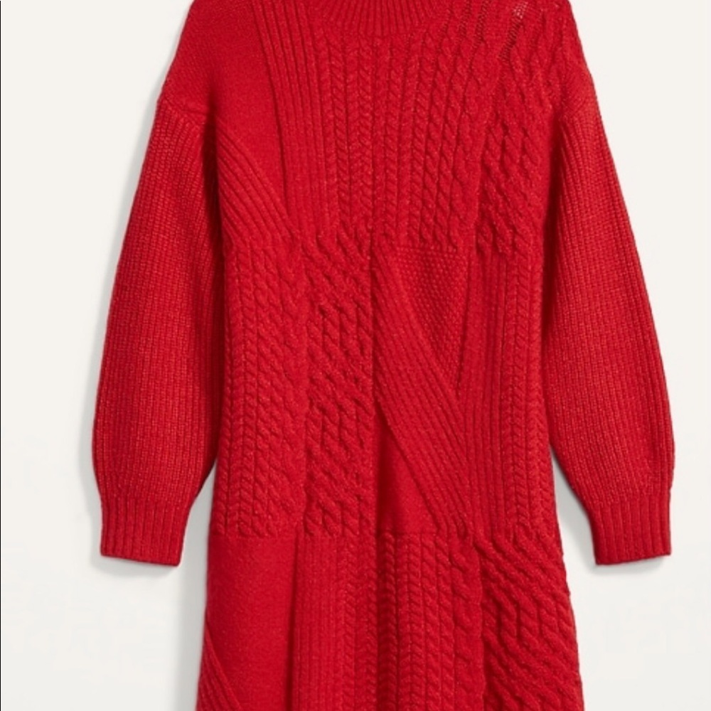 Variegated- knit-mock sweater dress